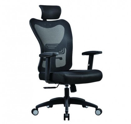 Foshan Supplier Ergonomic Elegant Black Mesh Swivel Staff Office Chair with Headrest