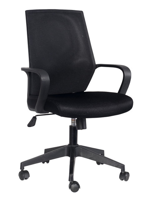 Hot sale plastic back fabric rolling swivel staff office chair with adjustable height nylon base -4