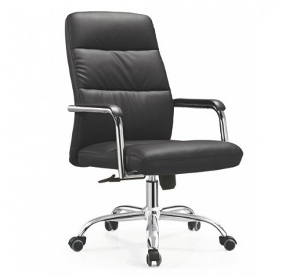 China Cheap PU Leather Staff Office Task Computer Desk Chair with Metal Base in Alibaba