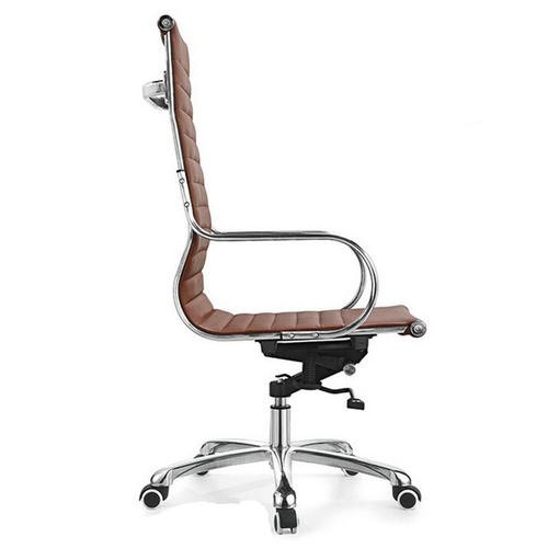 Round tube armrest high back PU leather ergonomic meeting office chair with wheels